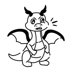 A captivating hand drawn icon of frustrated dragon