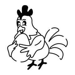 A well-designed doodle icon of mother hen 
