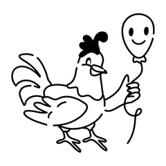 Get this doodle icon of rooster balloon 