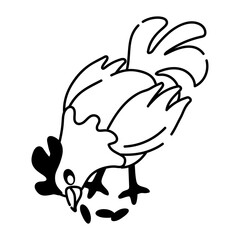 Download this doodle icon of eating rooster 