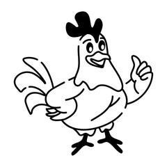 Trendy doodle icon of a cute rooster 