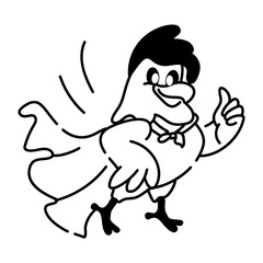 A well-designed doodle icon of super hen 