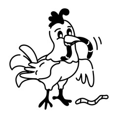 Latest doodle icon of chicken eating worms 