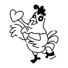 Download this doodle icon of loving chicken 