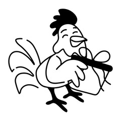 Here’s a doodle icon of chicken giving gift 