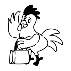 Handy doodle icon of shopping chicken 