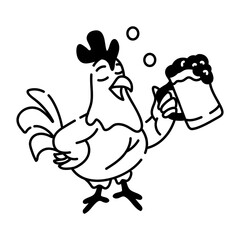 Here’s a doodle icon of chicken drinking beer 