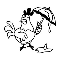 Editable doodle icon of enjoy rain 