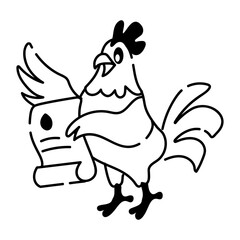 Ready to use doodle icon of rooster making list 