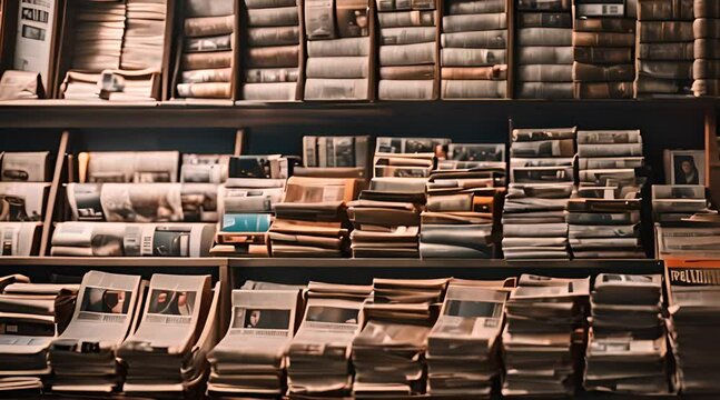 stack of books and newspaper