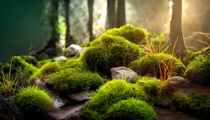 green moss on the stone