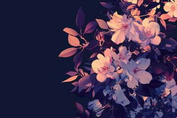 Blooming Flowers in a Night Garden