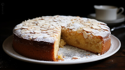 A gluten free almond cake with sugar powder