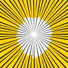 Fototapeta premium Abstract sunburst pattern with bold black lines on a yellow background, creating a dynamic and energetic visual effect.