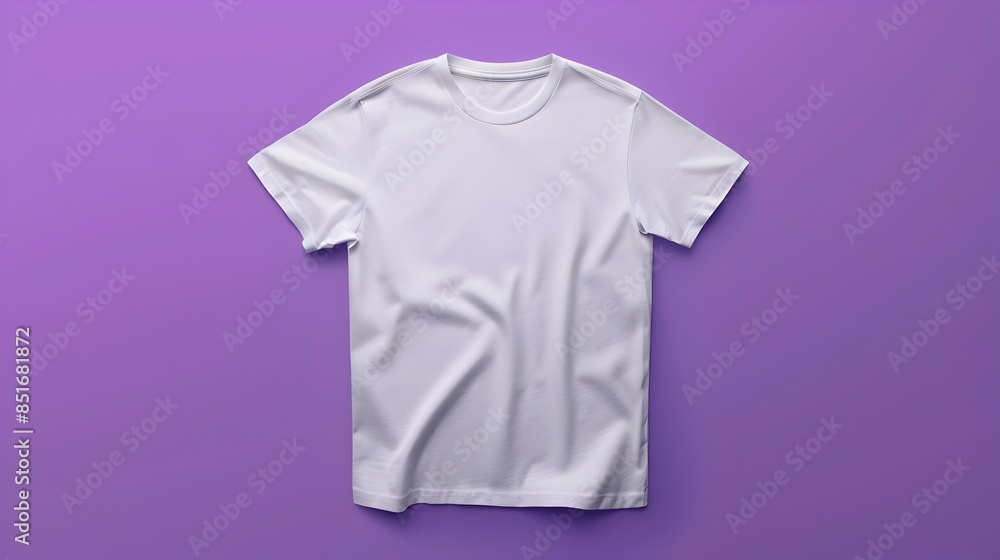 Wall mural Blank White T-shirt on Minimalist Purple Background for Product Display and Branding