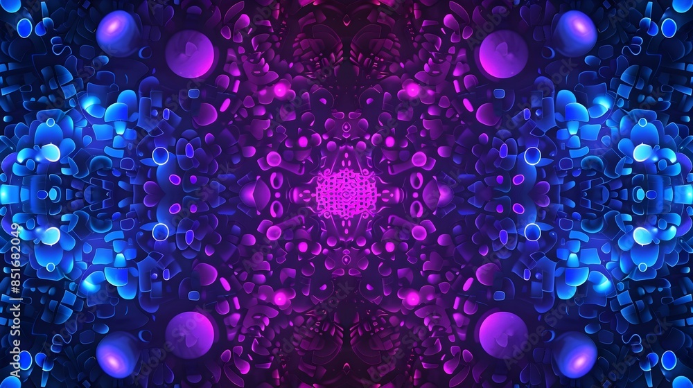 Poster vibrant psychedelic swirls in surreal kaleidoscopic fractal pattern