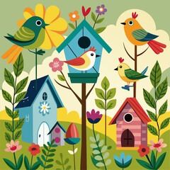 Birds and birdhouses