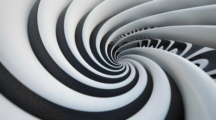 Fototapeta premium Hypnotic Monochromatic Spiral Pattern with Contrasting Shapes and Curves
