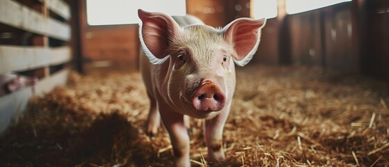 Pig standing contentedly in its pen, representing simplicity and satisfaction