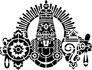 Vector drawing of Lord Tirupathi Balaji or Venkatachalapathi or Venkateshwara