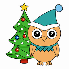 greeting-christmas-card-cute-cartoon-owl-with-chri