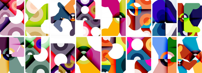 Set of trendy colorful circle geometric posters or abstract backgrounds. Vector Illustration For Wallpaper, Banner, Background, Card, Book Illustration, landing page