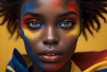 Charming black girl in bright colors.