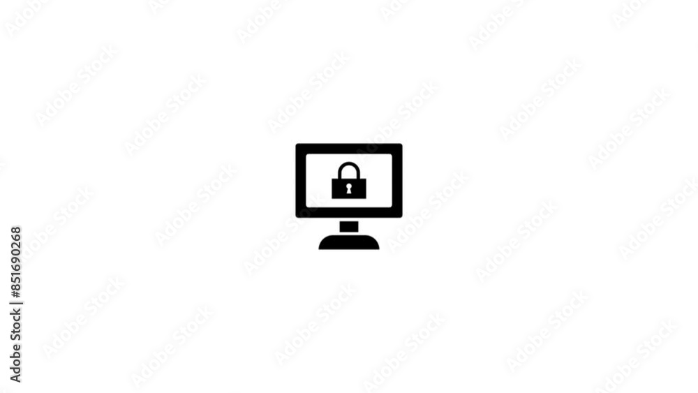 Aufkleber desktop with lock shield. concept of computer security and safety. cyber security icon.