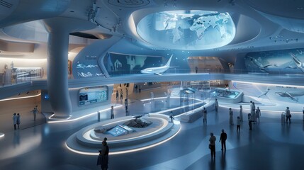 Detailed architectural plans for a state-of-the-art museum with interactive exhibits and innovative...