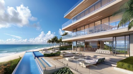 Detailed architectural plans for a luxury beachfront condominium with innovative design and amenities