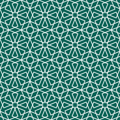 Seamless arabian pattern on green background. Islamic pattern for background.
