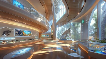 Detailed architectural plans for a state-of-the-art museum with interactive exhibits and innovative design features