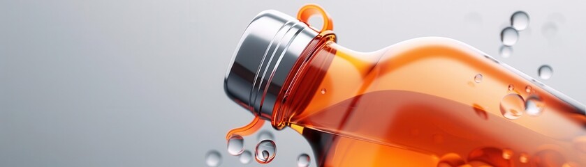 Closeup of a water bottle with water drops on it.