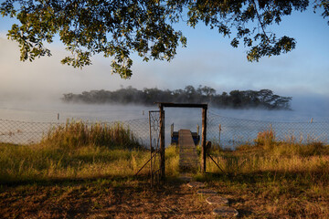 Small gate overlooking a lake