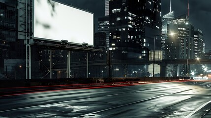 Billboard advertising mockup street and night background : Generative AI