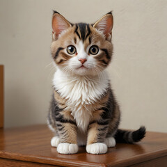 Obraz premium A cute cat is sitting relaxed facing forward