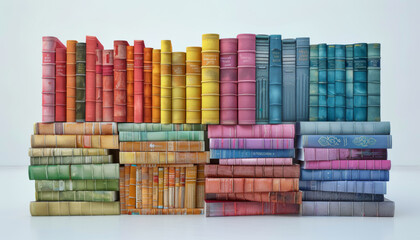 Obraz premium colorful stack of books isolated on white background