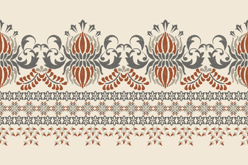 Motifs Ikat floral paisley embroidery background.geometric ethnic oriental pattern traditional.Aztec-style abstract. design for texture, fabric, clothing, wrapping, decoration