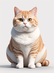 A Close-Up Portrait of a Sitting Orange and White Tabby Cat