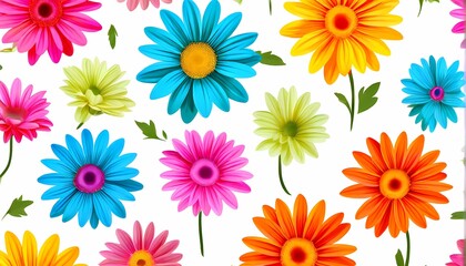 Colorful gerbera flowers isolated on white background, AI Generated