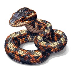 Fototapeta premium 3D Pixel art of a Anaconda, isometric style, Attractive colors, isolated on white background, centered in frame