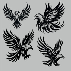 Fototapeta premium Silhouette Eagle flying vector Graphic