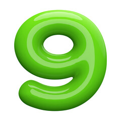 Green 3D Number 9