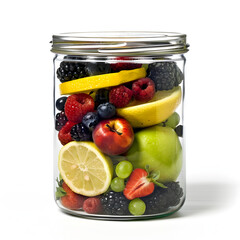 Fresh Fruit Glass Container with Lid for Advertising Shoots | Studio Lighting Isolated Photo on White Background