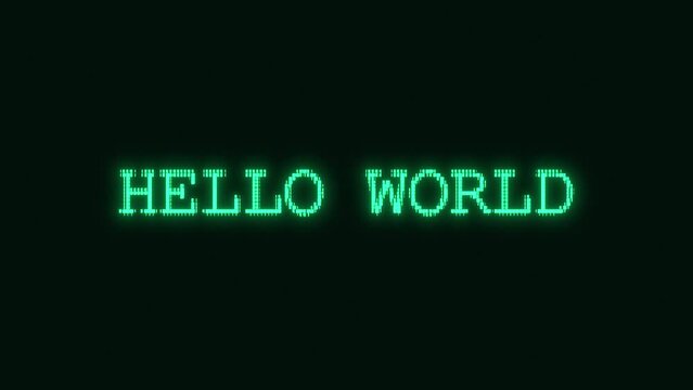 Retro-Futuristic pixelate Monitor synthwave style. Retro CCTV or VHS pixel Wireframe. Abstract digital background. 80s, 90s Retro futurism, Retro wave cyberpunk grid matrix style. Hellow world text