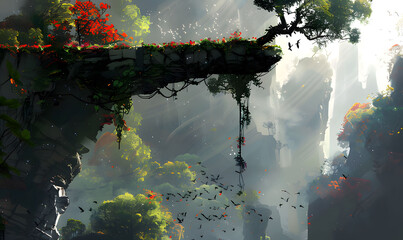 landscape with trees. Generative AI