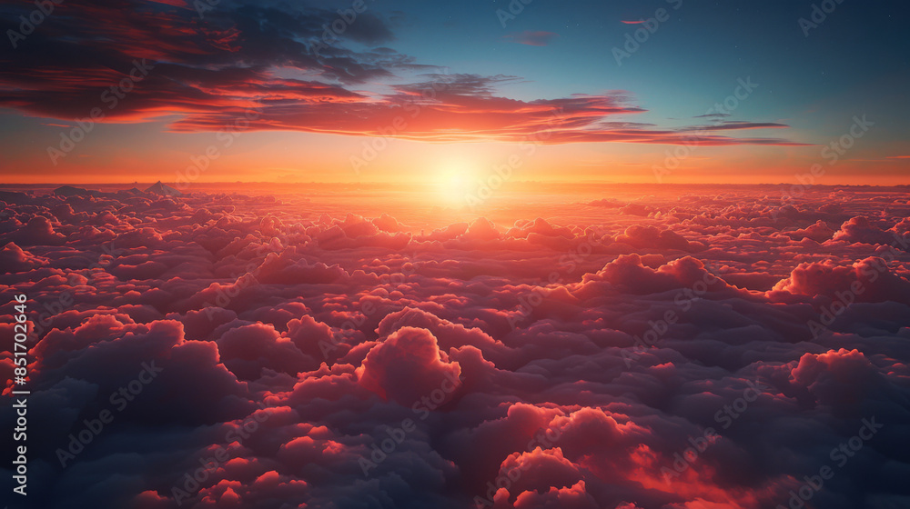 Aufkleber aerial view from airplane window at high altitude of little planet distant city covered with layer o