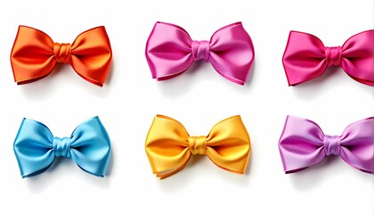 Set of colorful ribbon bow, Ai Generated