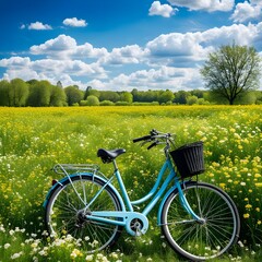 Fototapeta premium Beautiful natural landscape with a bicycle