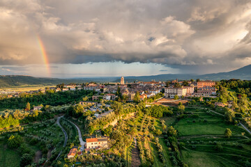 Aerial View Over Chiusi, Tuscany, Province of Siena, Italy